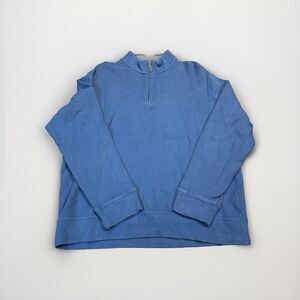 Lands' End Men's Bedford Rib Quarter Zip Classic Pullover Size XL‎ Bright Blue